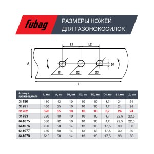 Нож для газонокосилок FUBAG 53 см (21")  в Йошкар-Оле фото