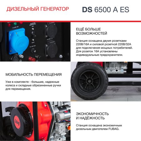 Дизельный FUBAG DS 6500 A ES генератор с электростартером и коннектором автоматики в Йошкар-Оле фото