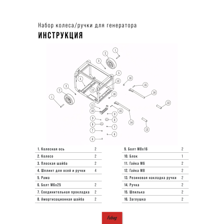 Комплект колес и ручек для генераторов FUBAG в Йошкар-Оле фото